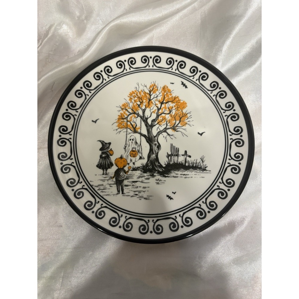 Nicole Miller Halloween Salad Plate Melamine Pumpkin Ghost 8" Single plate